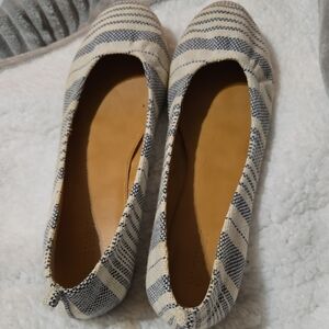 Nine West Blue and Cream Striped Flats